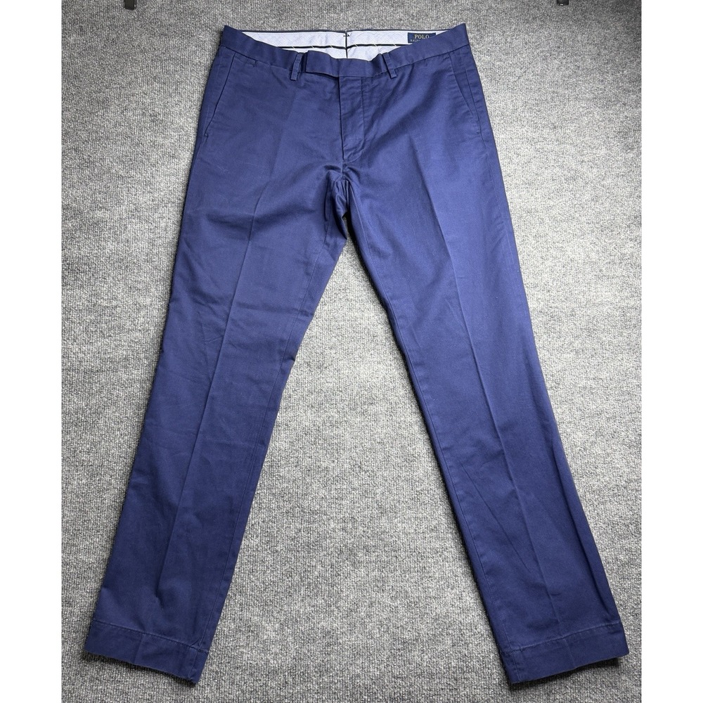 Polo Ralph Lauren Pants Mens 34x32 Blue Chino Stretch Straight Fit Classic
